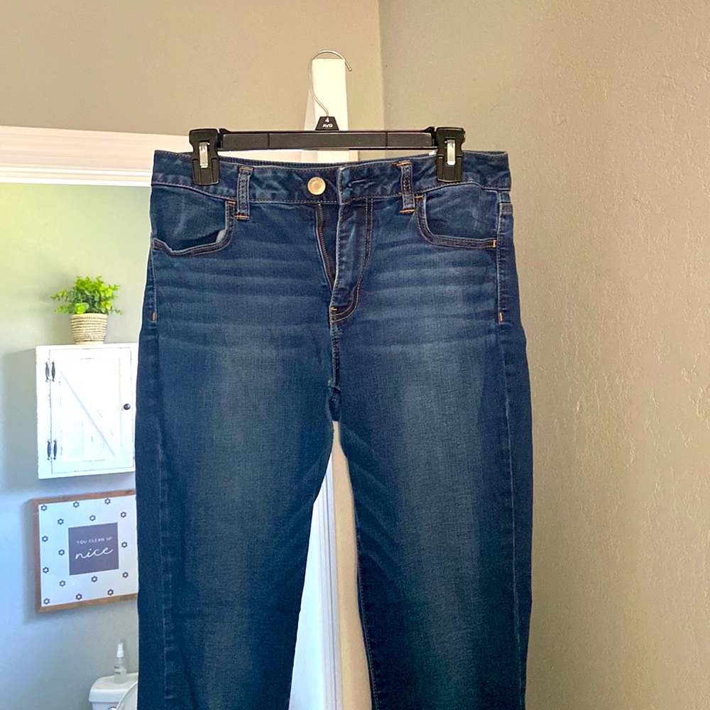 Skinny jeans with some wear in crotch